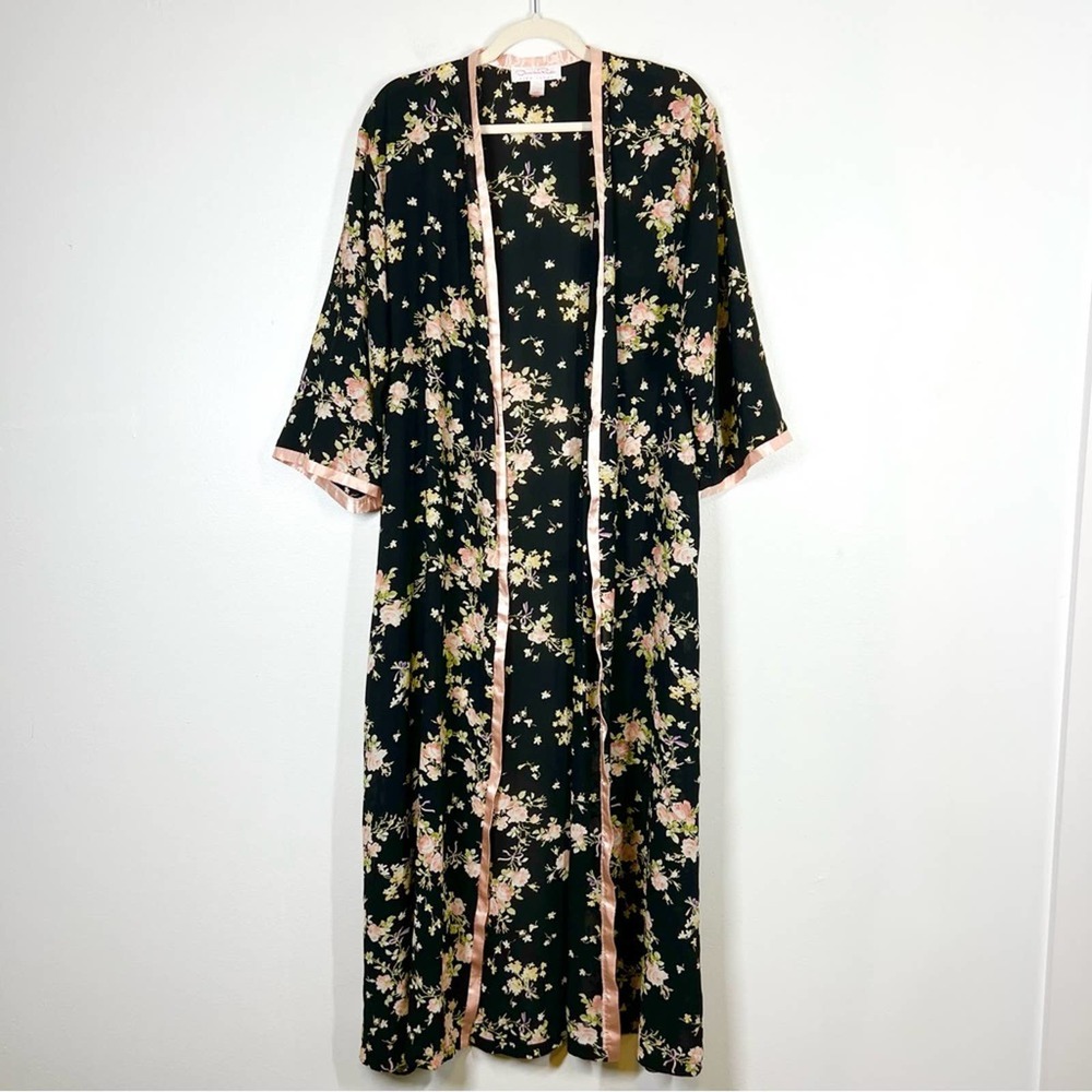 VINTAGE Oscar De La Renta Floral Robe Nightgown Lingerie Maxi Small